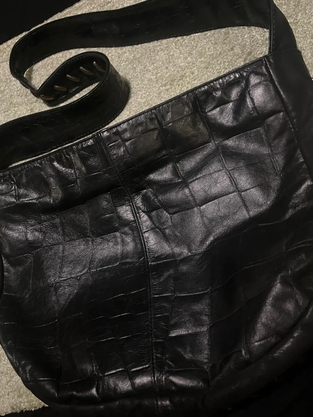 Classic Black Leather Crossbody Bag